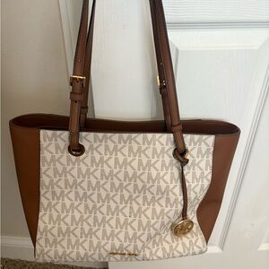 Michael Kors Tan and Cream Signature Tote